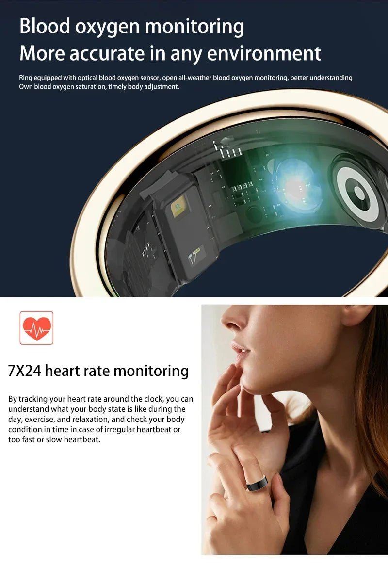 Xiaomi Smart-Ring Bluetooth Health Monitoring Blood Oxygen Sleep Heart Rate Multi-sport Modes Waterproof IP68&5ATM Men Women New