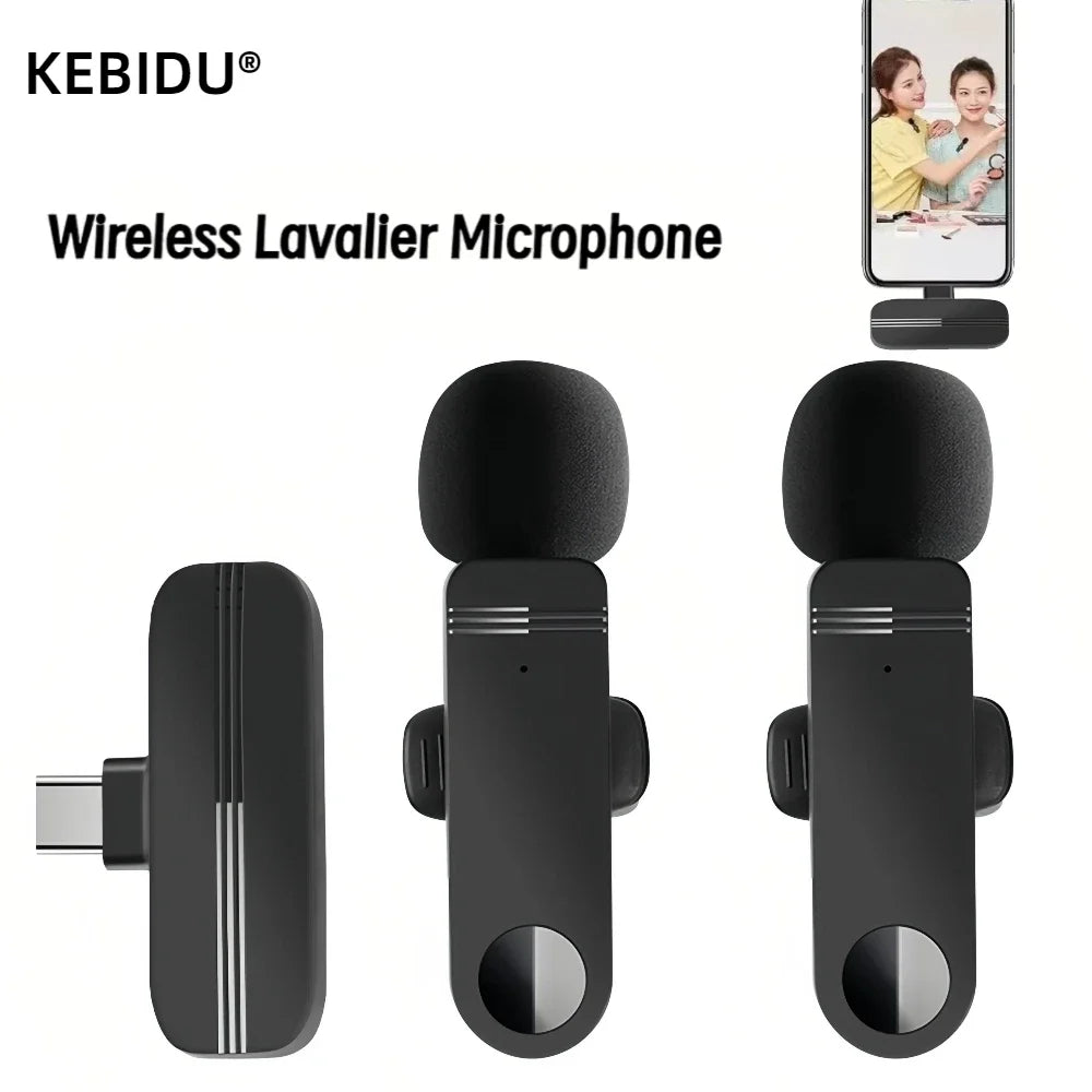 2.4G Wireless Lavalier Microphone With Windproof Cove Audio Video Recording Mini Mic For Android Mobile Phone Microphone