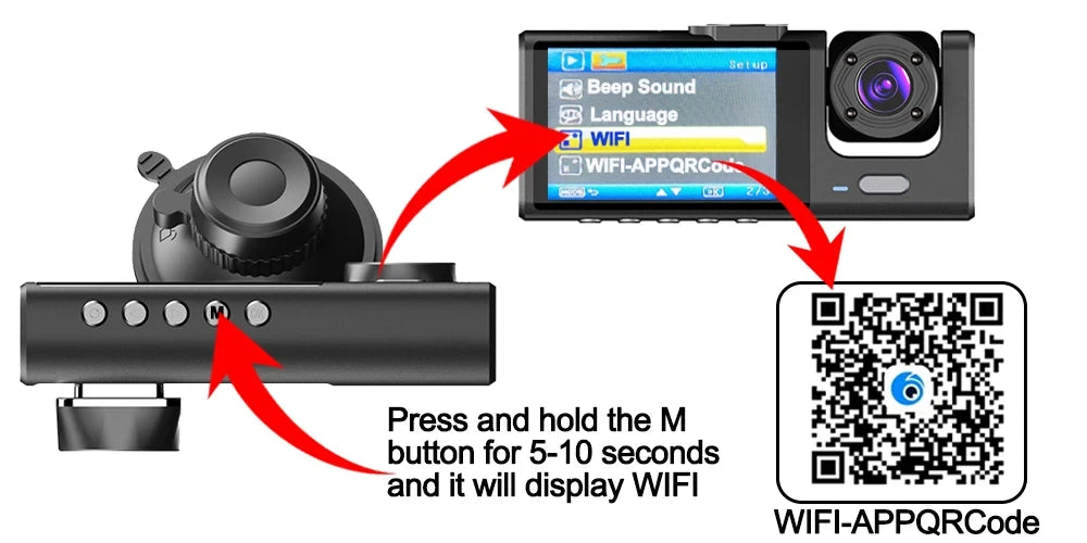 Dash Cam for Cars WIFI APP Car DVR 2/3lens Front Camera Video Recorder Rear View Camera for Vehicle Black Box Car Assecories