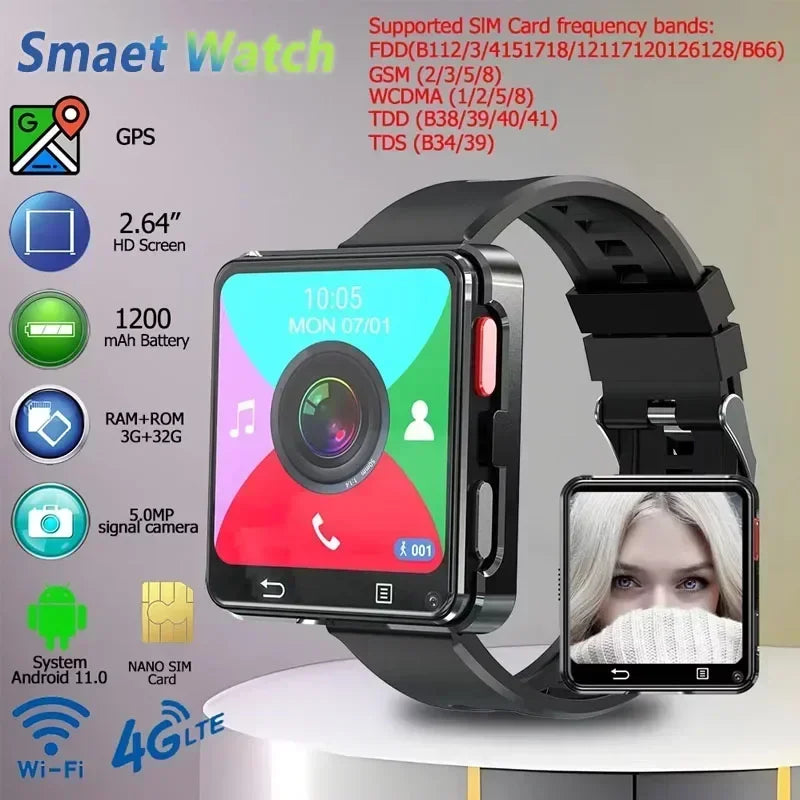 Smart watch Android operating system quad-core processor S998 storage 2.64-inch display dual-camera detachable smart watch