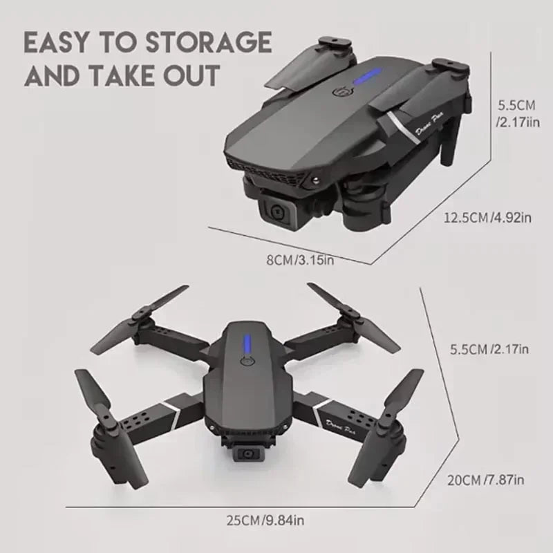 2025 E88 Professional Wide Angle RC Dron HD 4K Camera Mode Foldable Helicopter Aircraft Quadcopter Drone Kid Gift Toys 
