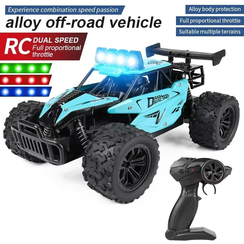 RC Alloy Car 1:16 Scale 2WD Off-Road Climbing Remote Control Car With LED Light 20KM/H High Speed Toys Gifts For Boys Girls Kids