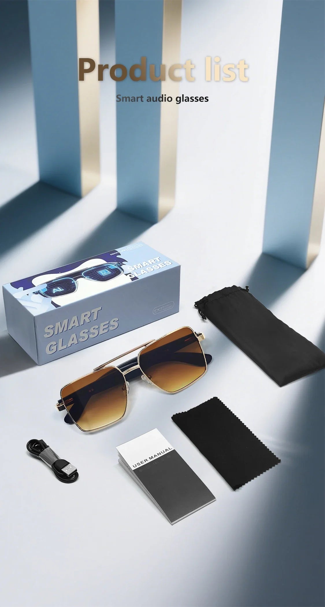 GT-30 smart glasses glasses specificationsTranslation Sunglasses Voice Remote Control Music Eyewear Waterproof Eyeglasses