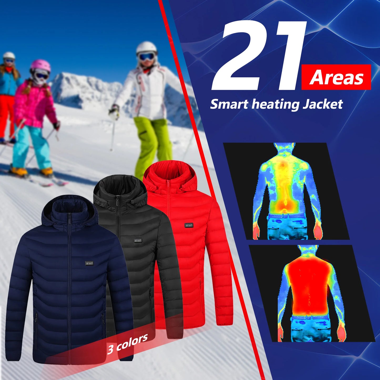 Heated Jacket 21 Areas Winter Men's Women's Motorcycle Jacket USB Electric Heating Jacket Heated Vest ski heated jacket