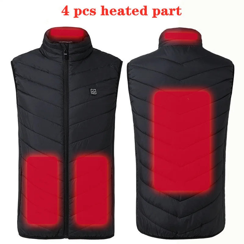 17/13 Zones Heated Vest Men Women Usb Heated Jacket Thermal Hunting Vest Winter Heating Jacket Chauffante Heating Veste S-6XL