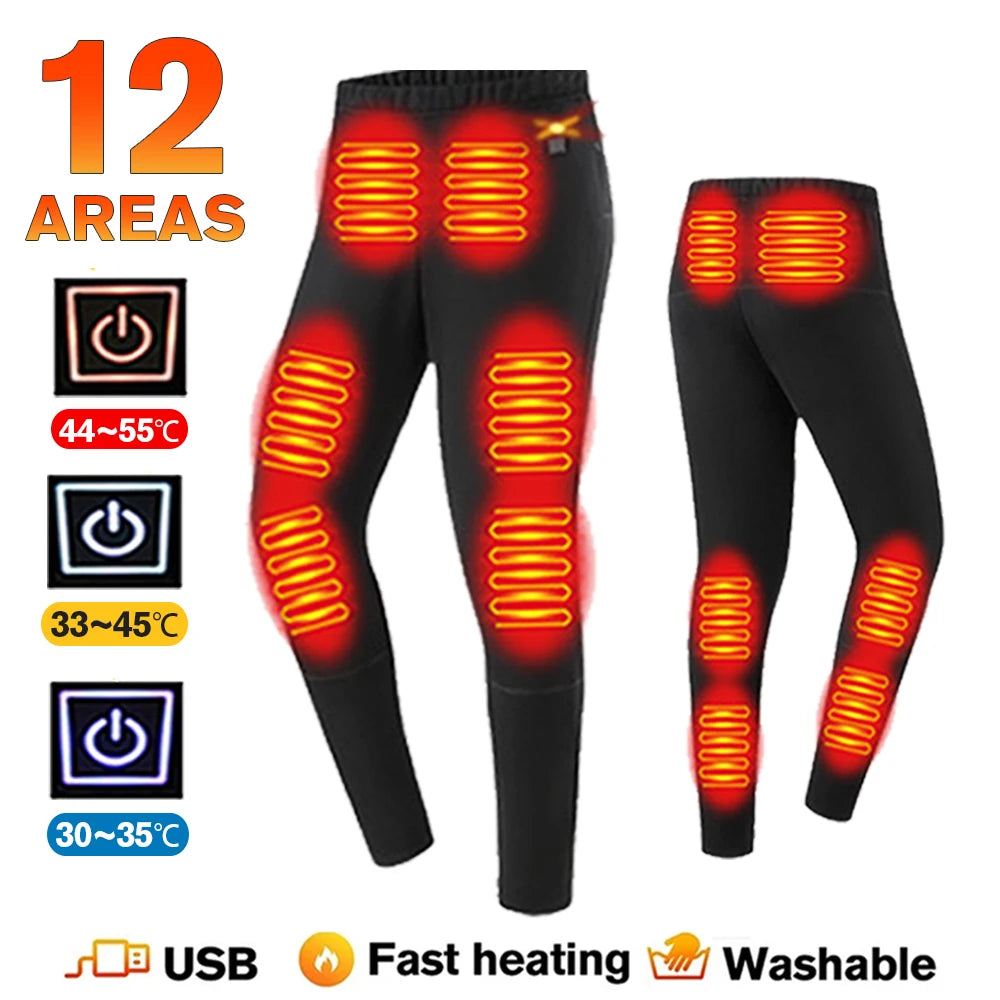 Winter Thermal Heated Jacket Men Vest Heated Underwear Men's Ski Suit USB Electric Heating Clothing Fleece Thermal Long Johns