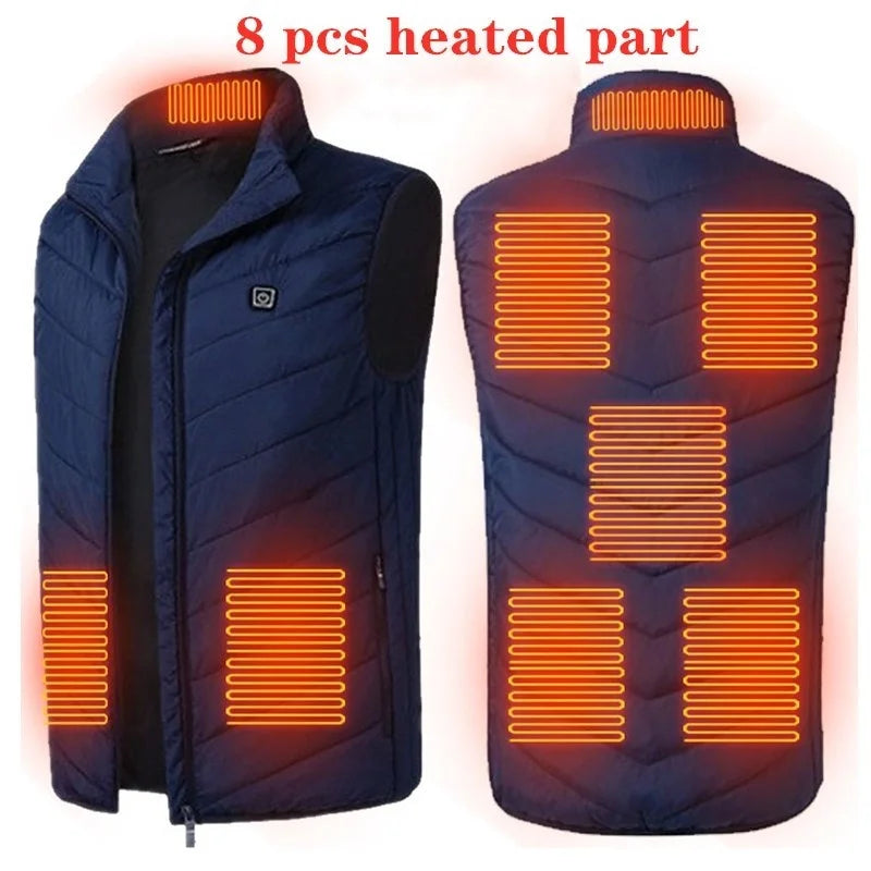 17/13 Zones Heated Vest Men Women Usb Heated Jacket Thermal Hunting Vest Winter Heating Jacket Chauffante Heating Veste S-6XL