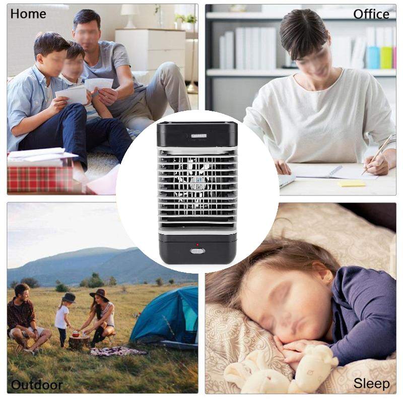 Mini Portable Air Conditioner Humidifier Purifier Desktop Cooling Fan Air Cooler Black Fan for Camping Outdoor Activities