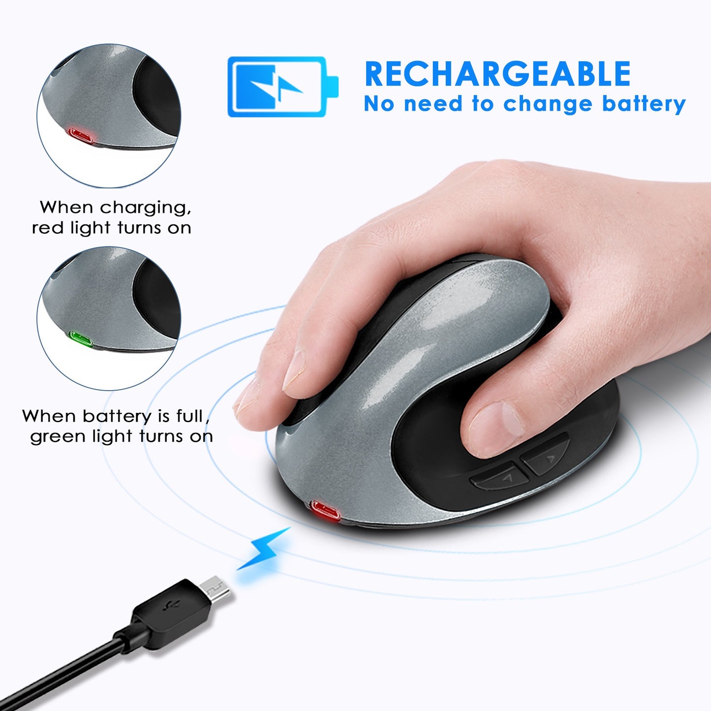 Vertical vertical grip rechargeable silent wireless anti mouse hand designer drawing office creative ergonomic mouse