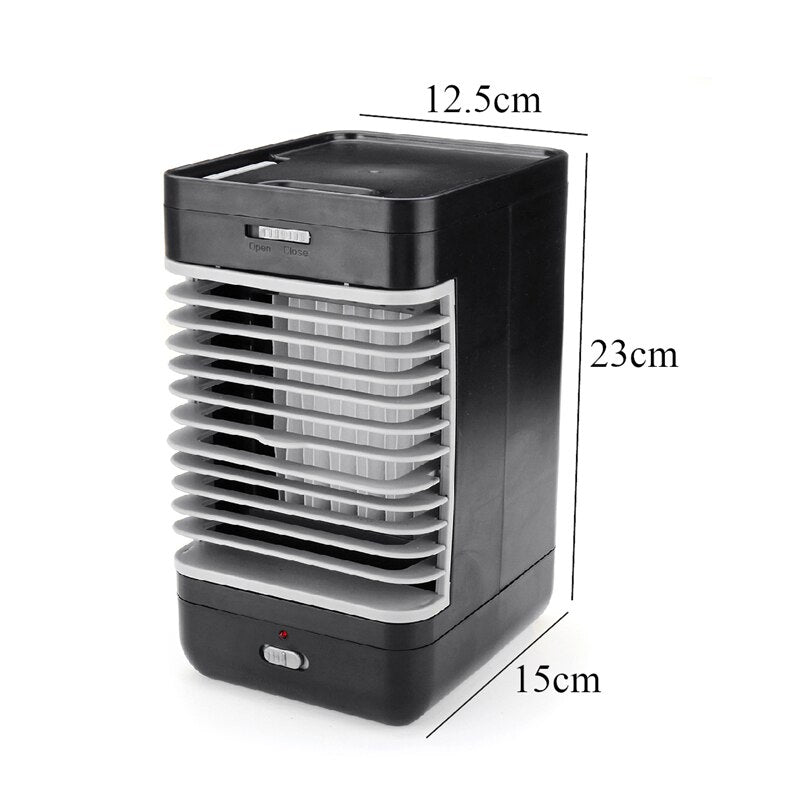 Mini Portable Air Conditioner Humidifier Purifier Desktop Cooling Fan Air Cooler Black Fan for Camping Outdoor Activities