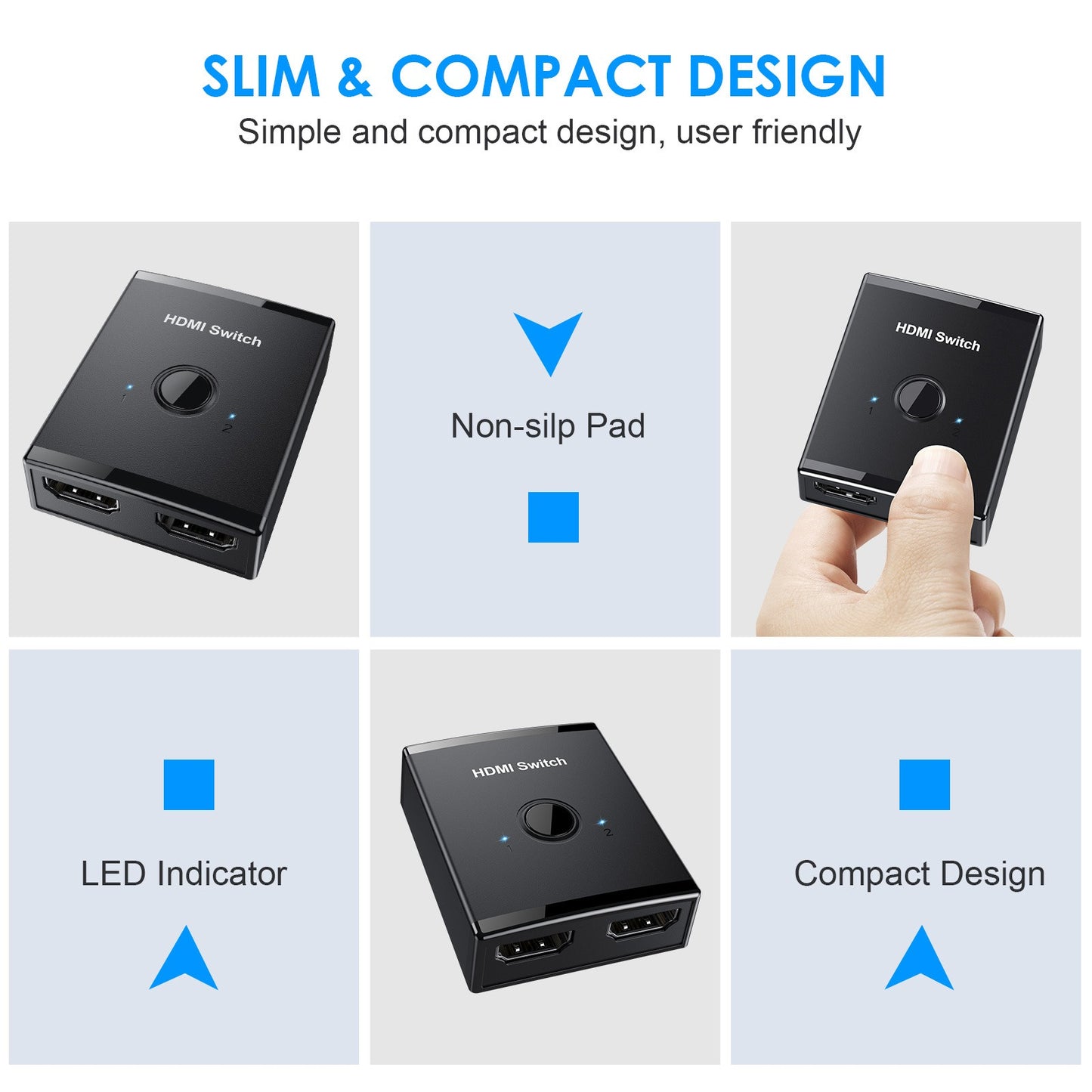 HDMI Switch Two In One Out Supports 4K Bidirectional Screen Divider HDMI Two In One Out Switch 1 Point 2