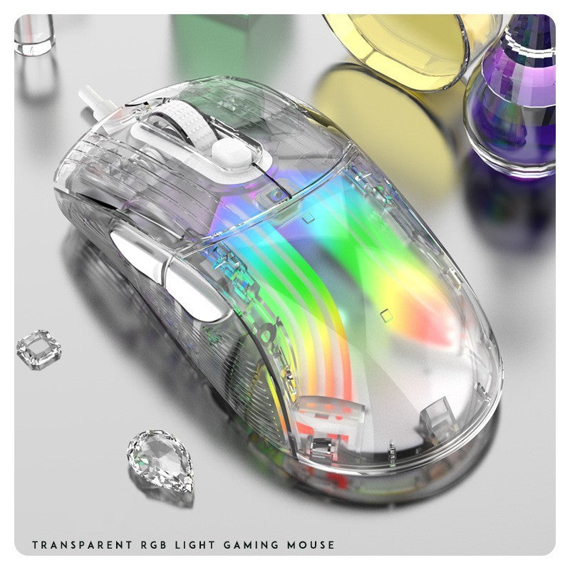 Luminous wireless Bluetooth the third mock examination transparent RGB mechanical mouse game video game mute mouse