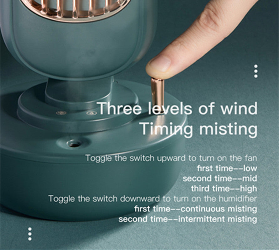 Retro Humidification Tower Fan Creative Two-In-One Spray Fan Desktop USB Integrated Humidification Fan