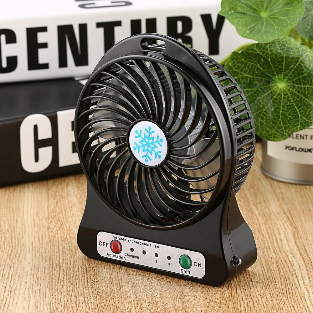 Mini Portable Fan Usb Rechargeable Air Cooler 4-inch 3 Modes Speed LED Lighting Function Desktop Fan Student Fan