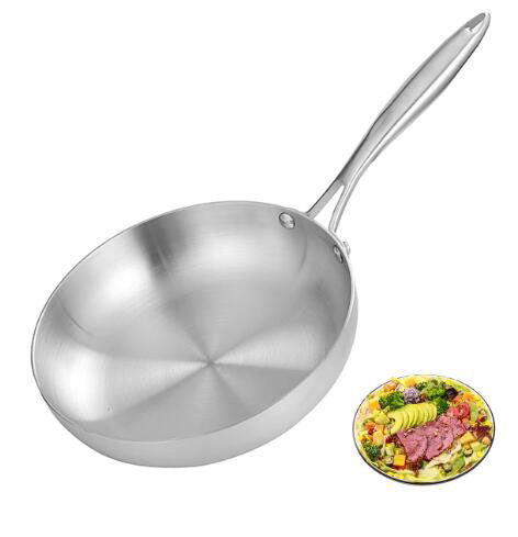 304 stainless steel three-layer steel frying pan, induction cooker, gas universal flat bottomed pan, steak frying pan