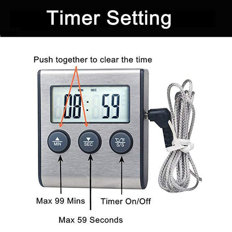 Kitchen Food Thermometer Electronic Timer Probe Meat Thermometer BBQ Food