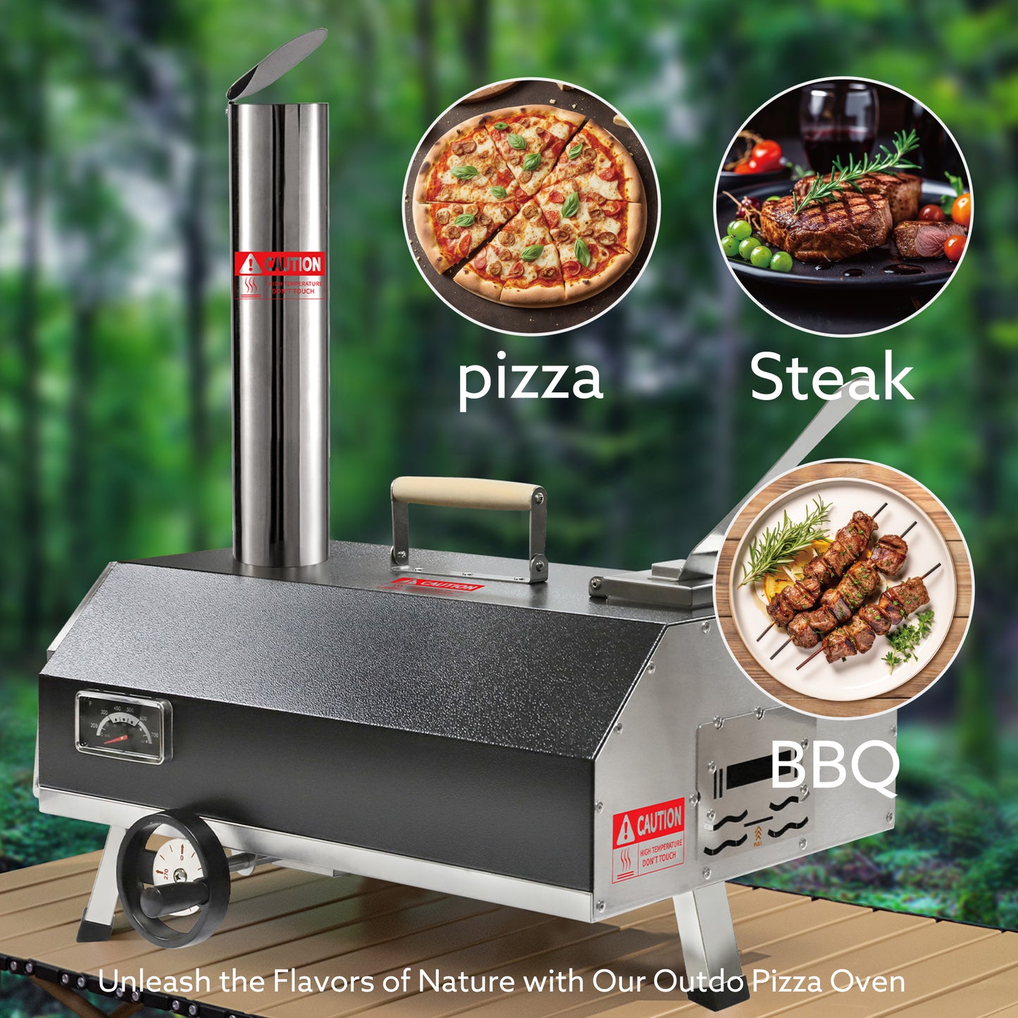 Semi-Automatic Black 12 Outdoor Pizza Oven Portable Wood Fired Pizza Oven Outdoor