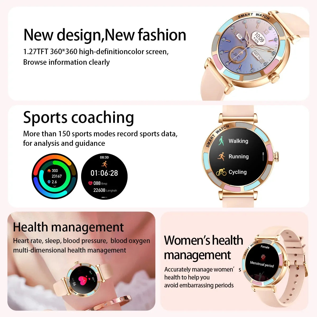 Smart Watch Bluetooth Calling Wristwatch Man Health Monitoring AI Voice Sports Fitness Tracker Women Lady Luxury Smartwatch