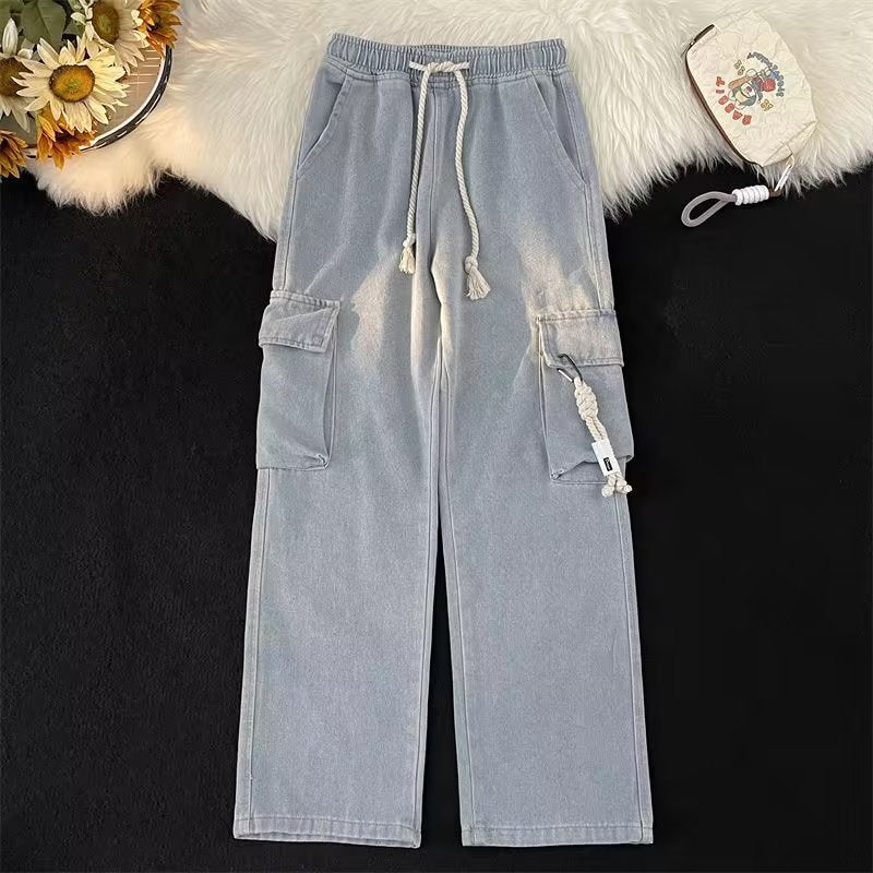 Trendy American retro wide leg high street straight leg pants