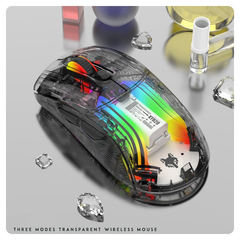 Luminous wireless Bluetooth the third mock examination transparent RGB mechanical mouse game video game mute mouse