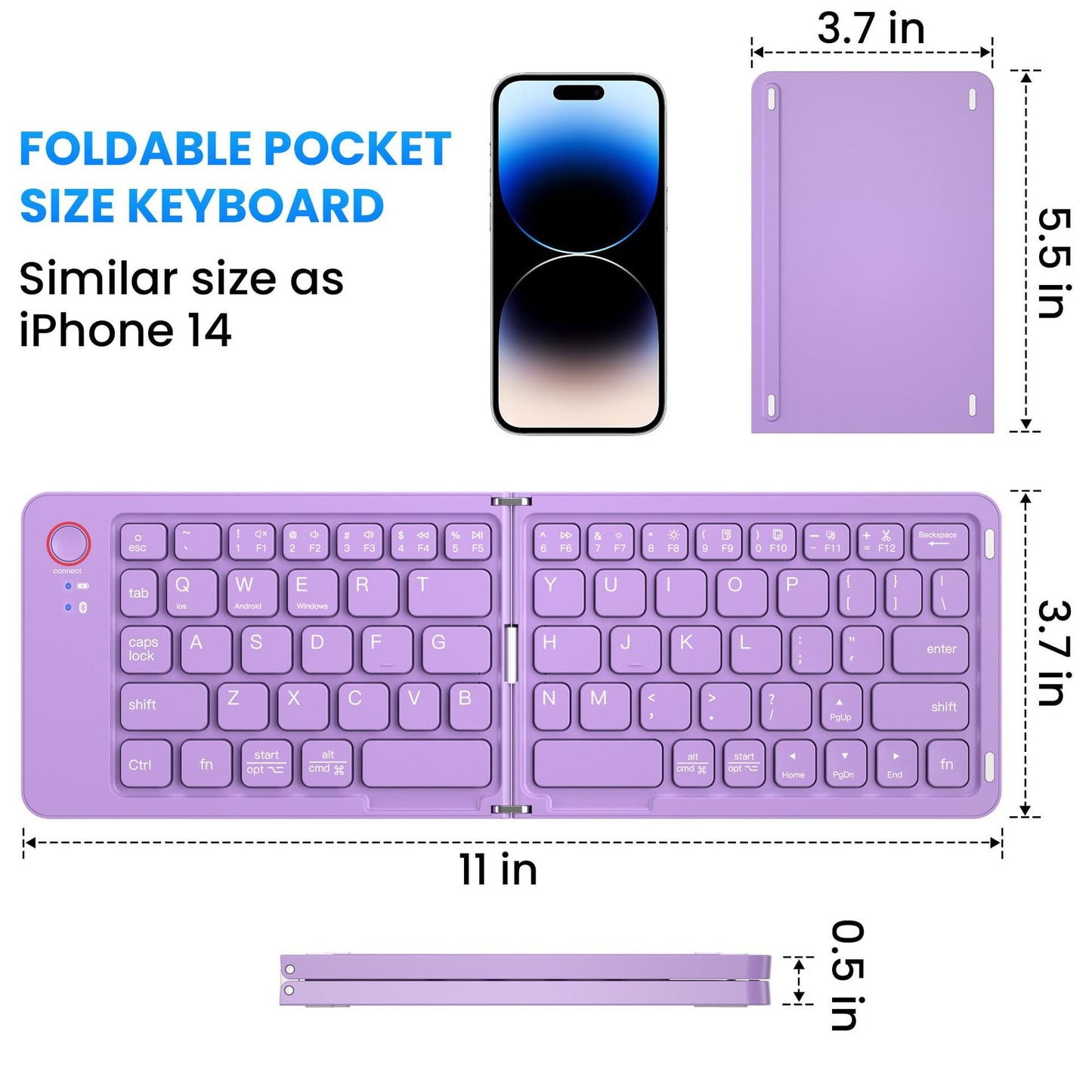 Ultra slim folding portable charging dual-mode Bluetooth keyboard with one click connection