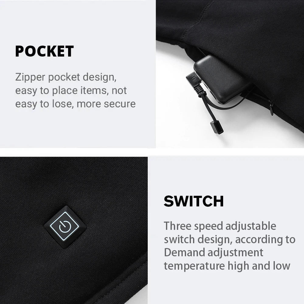 Winter Thermal Heated Jacket Men Vest Heated Underwear Men's Ski Suit USB Electric Heating Clothing Fleece Thermal Long Johns