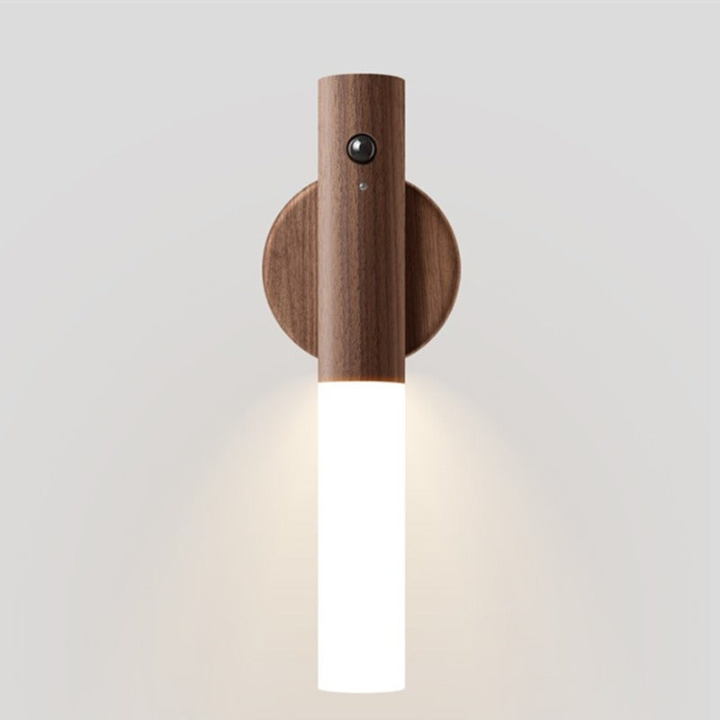 Wood Wireless USB LED Night Light Wall Lamp Rechargeable Sensor Motion Night Light