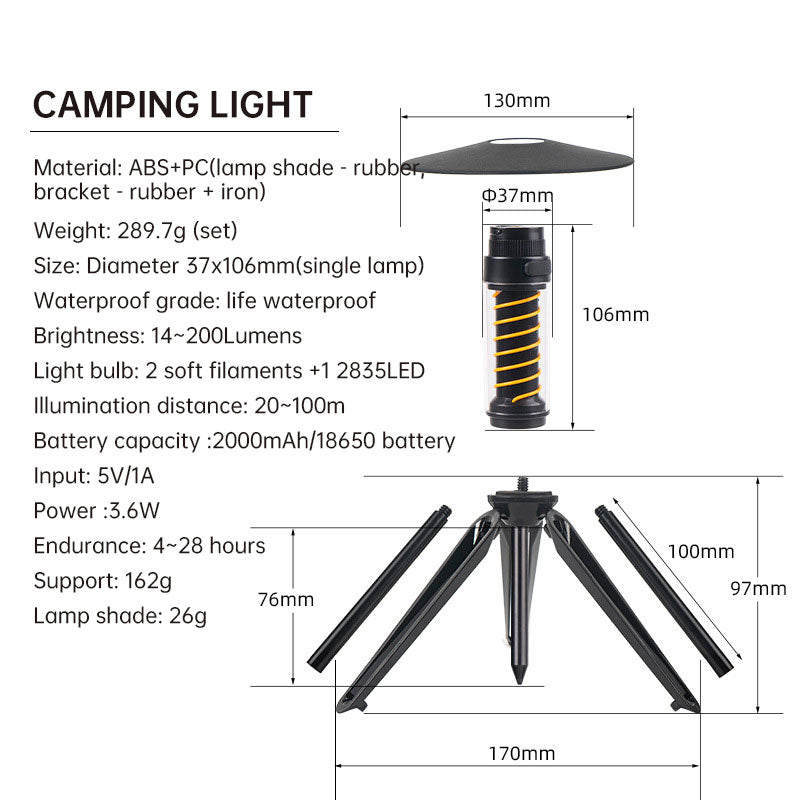 Outdoor Camping Light Portable Night Light Portable Flashlight Tripod Stand Lighting Lighthouse Marquee Tent Atmosphere Light