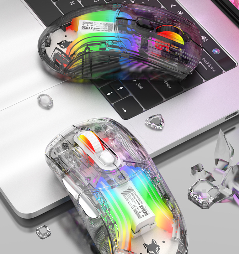 Luminous wireless Bluetooth the third mock examination transparent RGB mechanical mouse game video game mute mouse