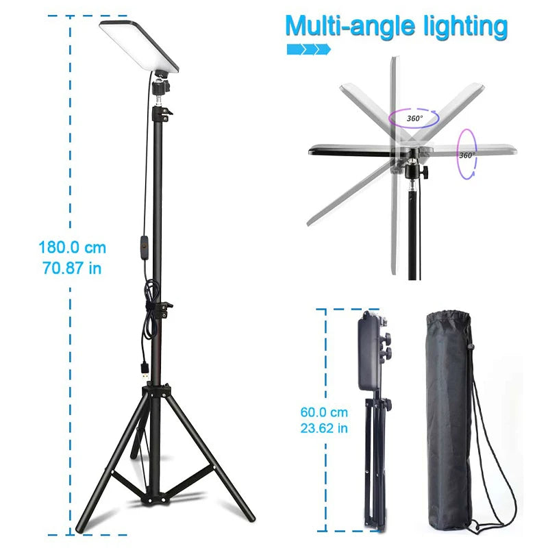 Camping Light LED Selfie Light Lamp Portable Photography Light with Tripod Stand for Outdoor Picnic Barbecue Adjustable Telescop