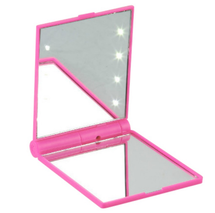 Beauty Makeup Daily Use LED Mirror Makeup Cosmetic 8 LED Lights Lamps Folding Compact Portable Pocket Mirror