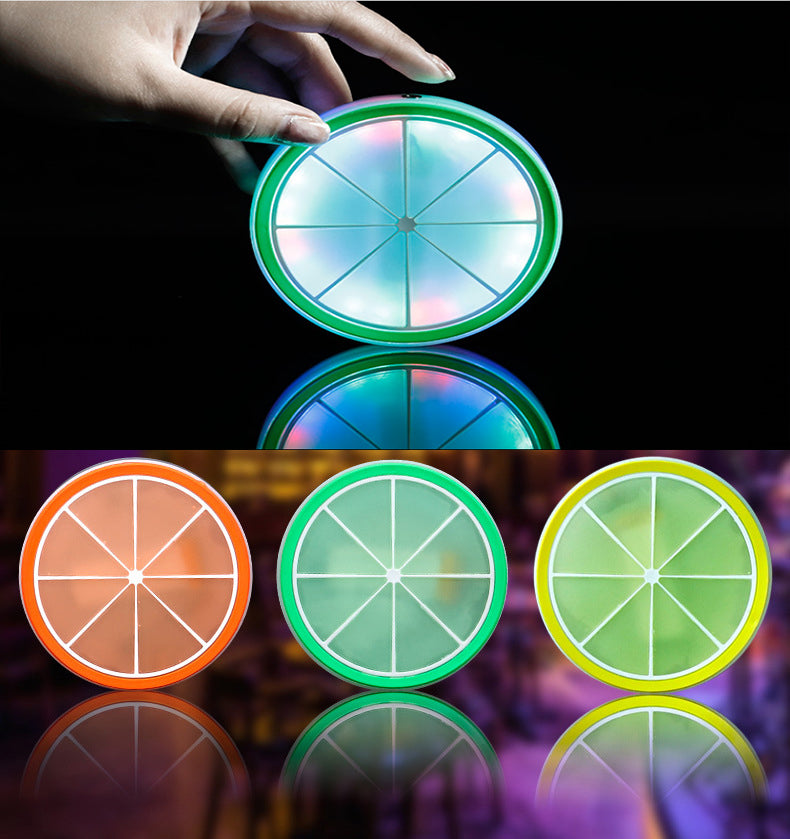 LED Colorful Lights Rechargeable Luminous Coaster Round Touch Color-Changing Non-Slip Base Bar Supplies