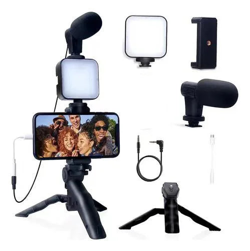 Vlogging kit for mobile phone tripod 36 led fill light and mini microphone for live stream, video TikTok YouTube