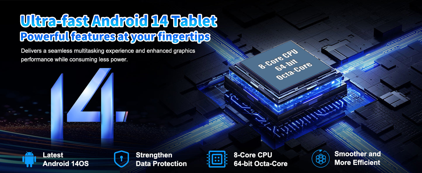 10.1 Inch Tablet Android 14 12GB RAM 64GB ROM Octa Core 5G WiFi Dual Camera with Keyboard Mouse Case Tablets Computer Set