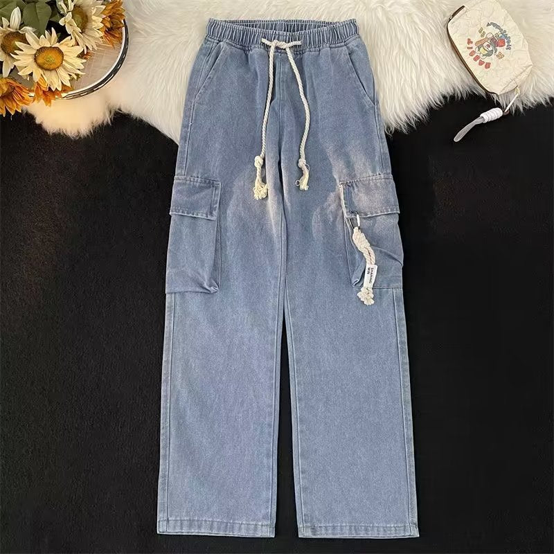 Trendy American retro wide leg high street straight leg pants