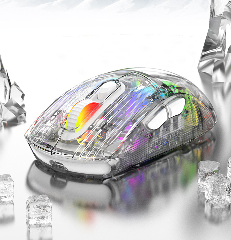 Luminous wireless Bluetooth the third mock examination transparent RGB mechanical mouse game video game mute mouse