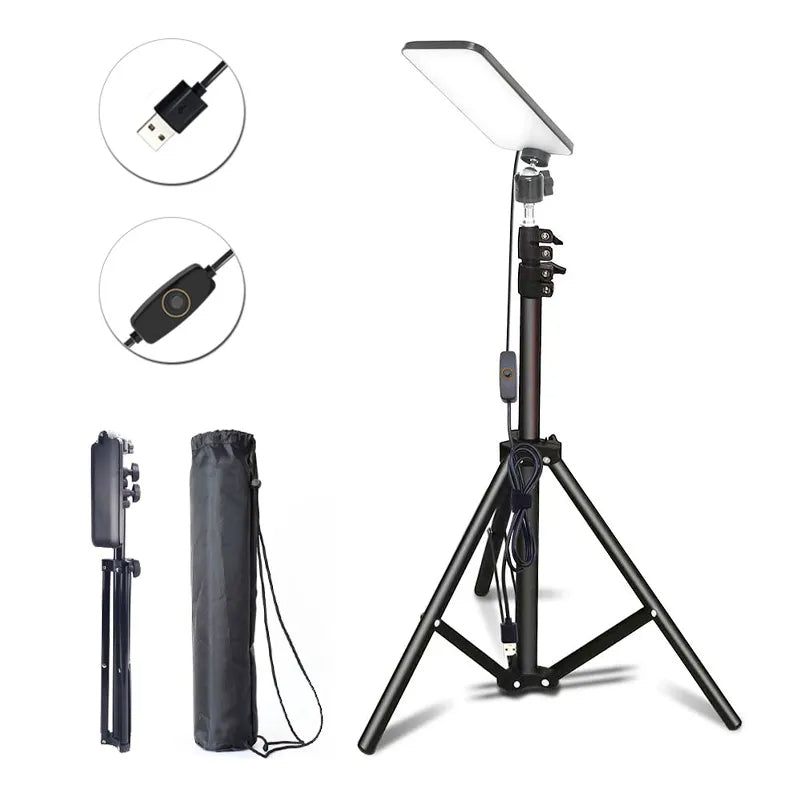 Camping Light LED Selfie Light Lamp Portable Photography Light with Tripod Stand for Outdoor Picnic Barbecue Adjustable Telescop