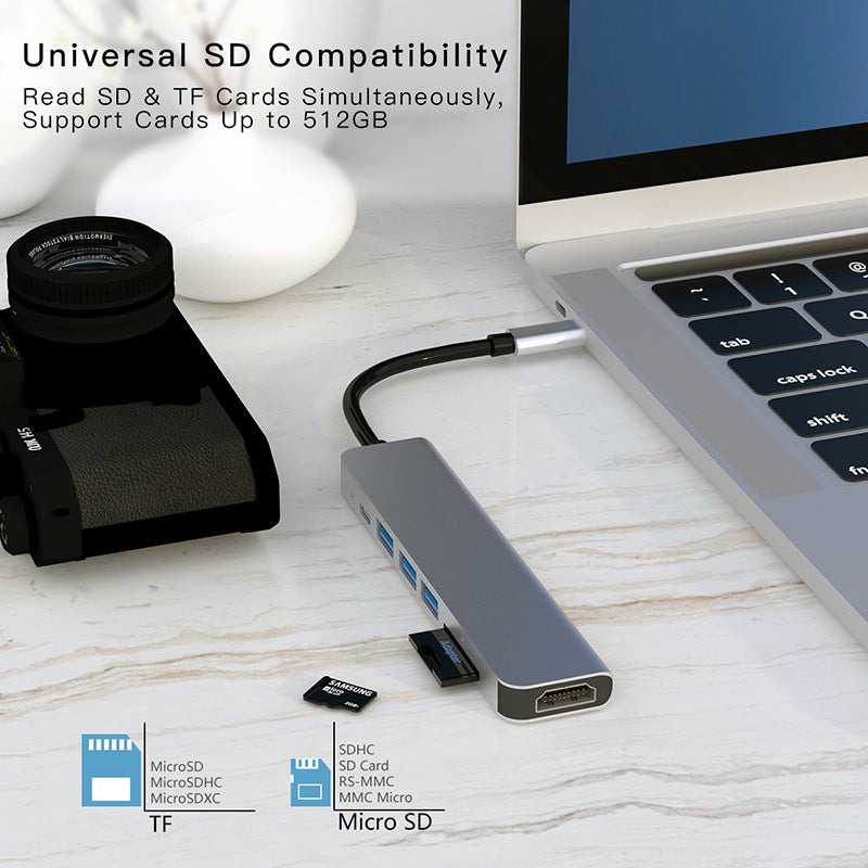 7-in-1 docking station type-c converter suitable for laptop expansion