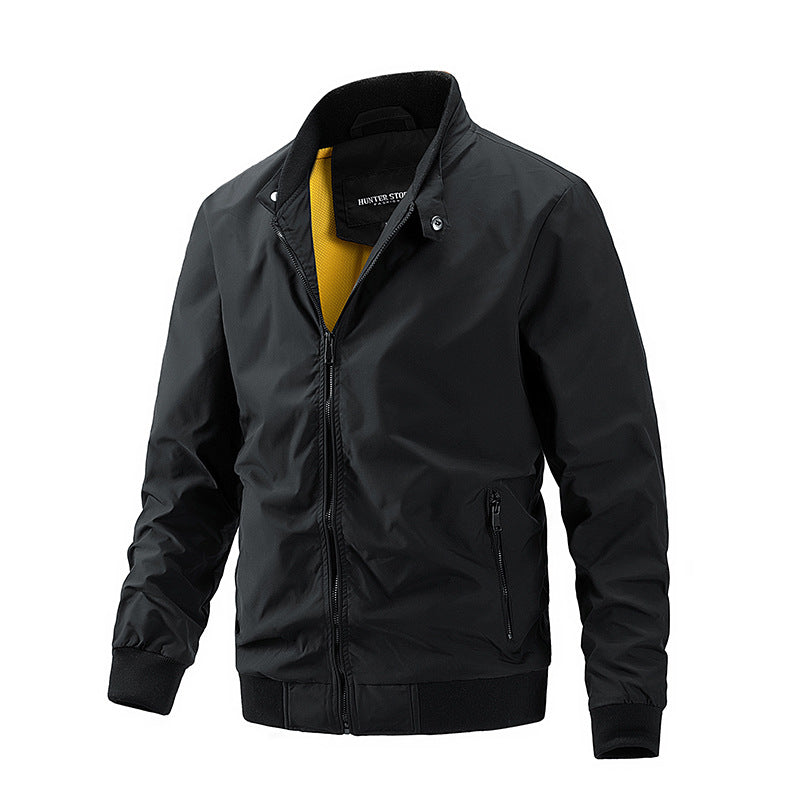 Spring and Autumn Men's Flight Jacket with Stand up Collar for Men