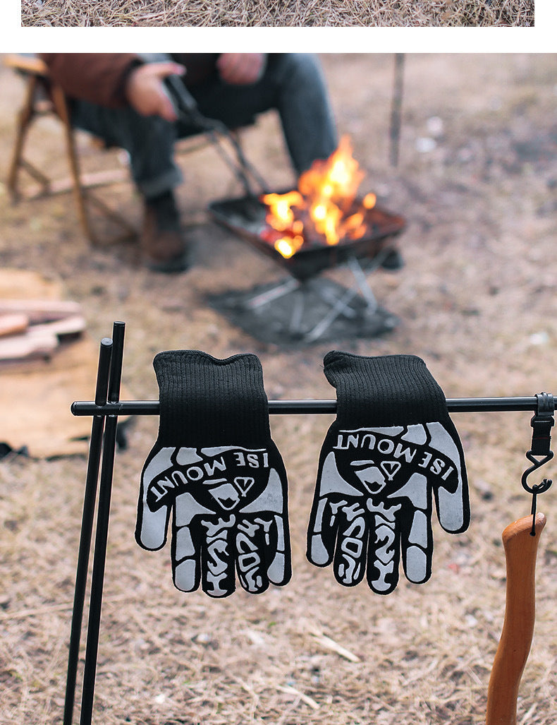 Outdoor 800 degree heat resistant gloves, thermal insulation and anti scald gloves, silicone BBQ barbecue oven thickened gloves