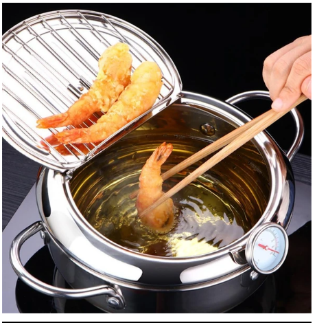 Household stainless steel tempura fryer with filter controlled temperature small fryer small mini fryer