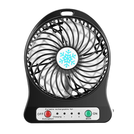 Mini Portable Fan Usb Rechargeable Air Cooler 4-inch 3 Modes Speed LED Lighting Function Desktop Fan Student Fan