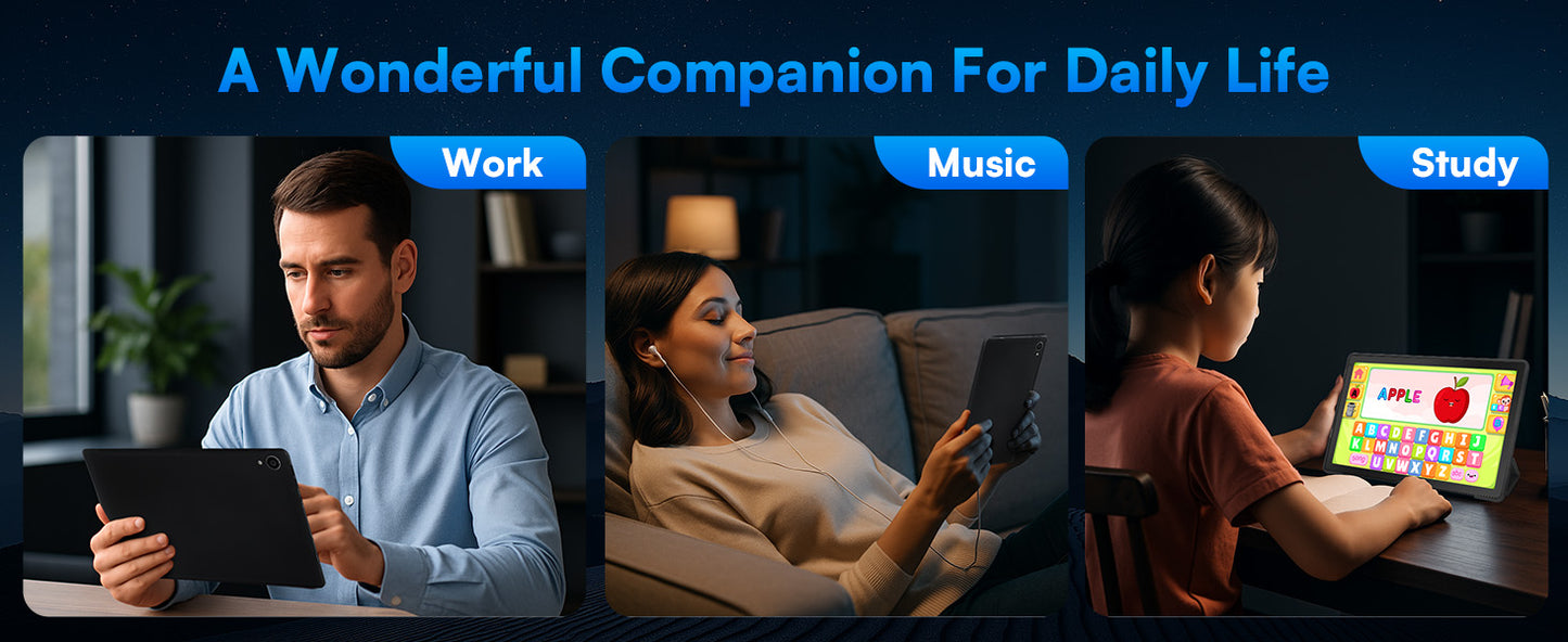 10 Inch Tablet Android 15 A523 8 Core Tablets 24GB+128GB 1TB Expansion WiFi 6 5MP+8MP Stylus Keyboard Mouse Headphone PC PAD Set