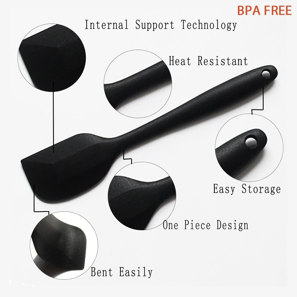 6 Pcs Spatula Sets BPA Free Silicone Scrapers Spoon Non-Stick Silica Cake BBQ Heat Resistant Flexible Scraping Baking Tools