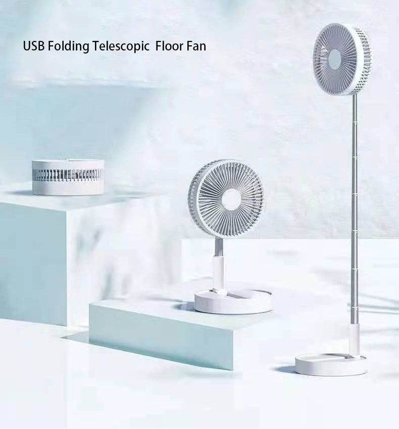 Home Desktop Telescopic Folding Electric Fan Dormitory Convenient USB Charging Floor Silent Electric Fan