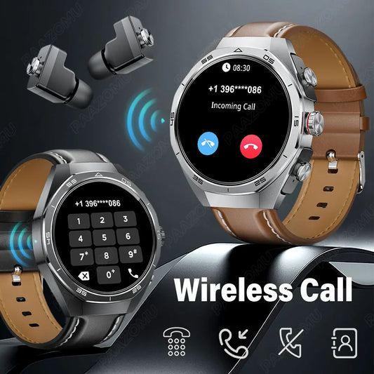 2025 New Smart Watch TWS Headset 2 In 1 Wireless Bluetooth Dual Earbuds Health Monitor Sport Tracker NFC Smartwatch for Huawei