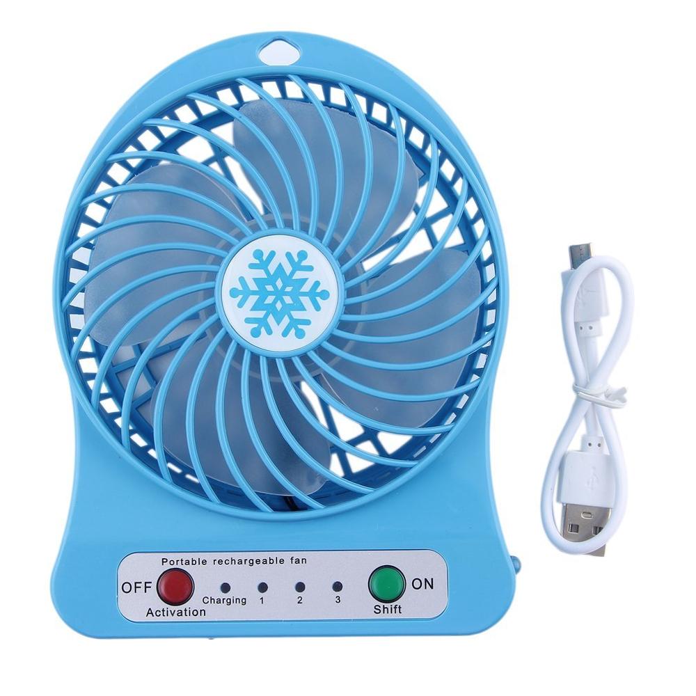 Mini Portable Fan Usb Rechargeable Air Cooler 4-inch 3 Modes Speed LED Lighting Function Desktop Fan Student Fan