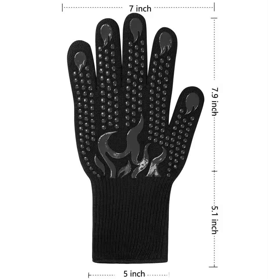 Heat Resistant Gloves Heat Proof Grill Gloves For Barbecue Cooking Baking Pulling Meat Washable Oven Gloves Mitts As Smoker BBQ