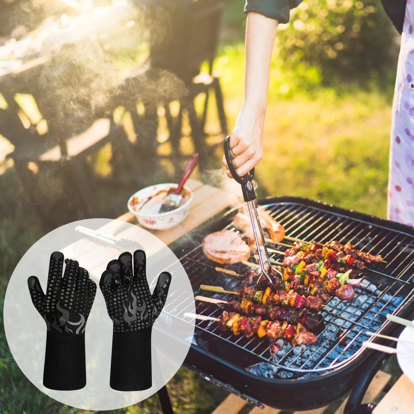 Heat Resistant Gloves Heat Proof Grill Gloves For Barbecue Cooking Baking Pulling Meat Washable Oven Gloves Mitts As Smoker BBQ