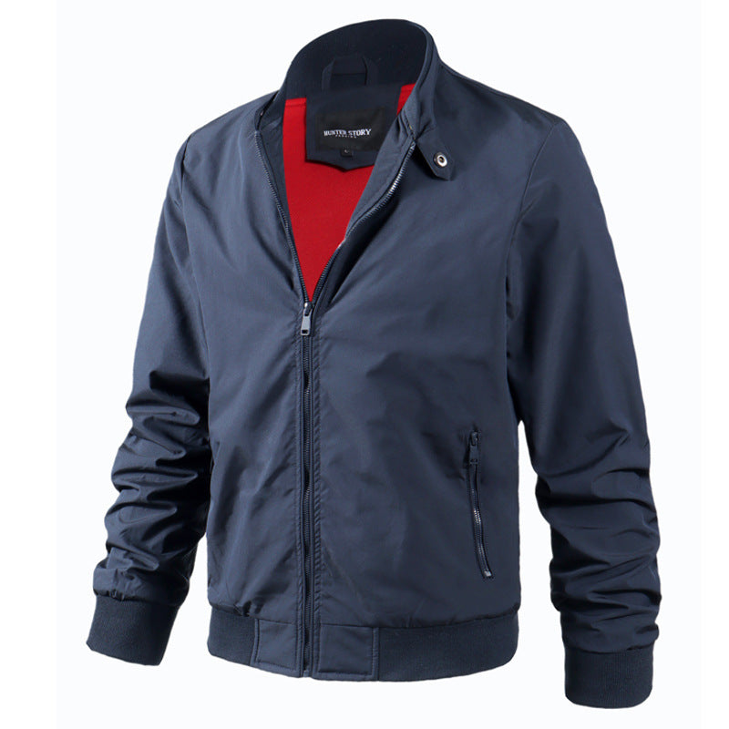 Spring and Autumn Men's Flight Jacket with Stand up Collar for Men